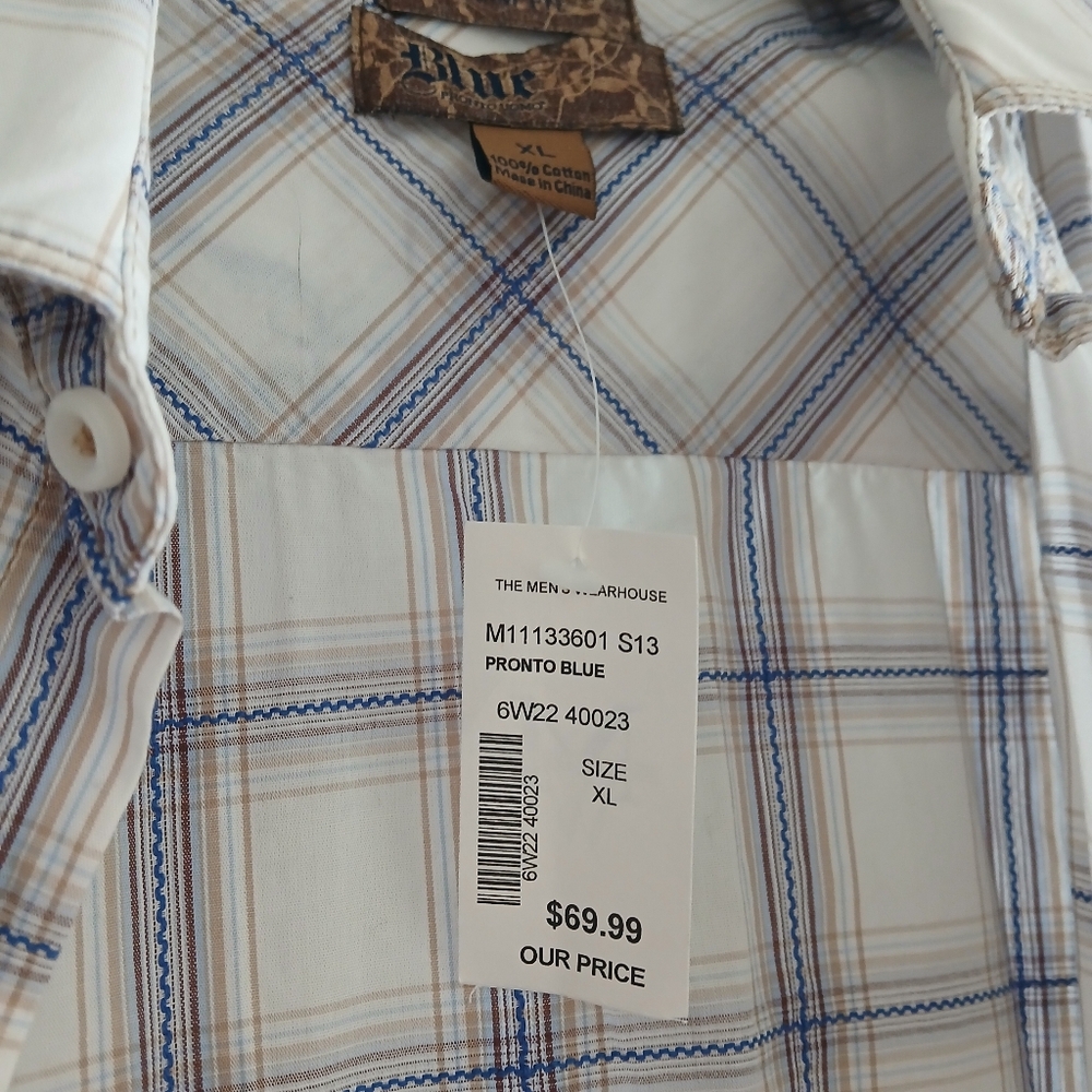 Men's Blue Plaid Shirt